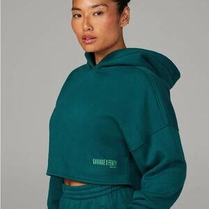 Savage x Fenty by Rihanna Green Cropped Hoodie Women’s L